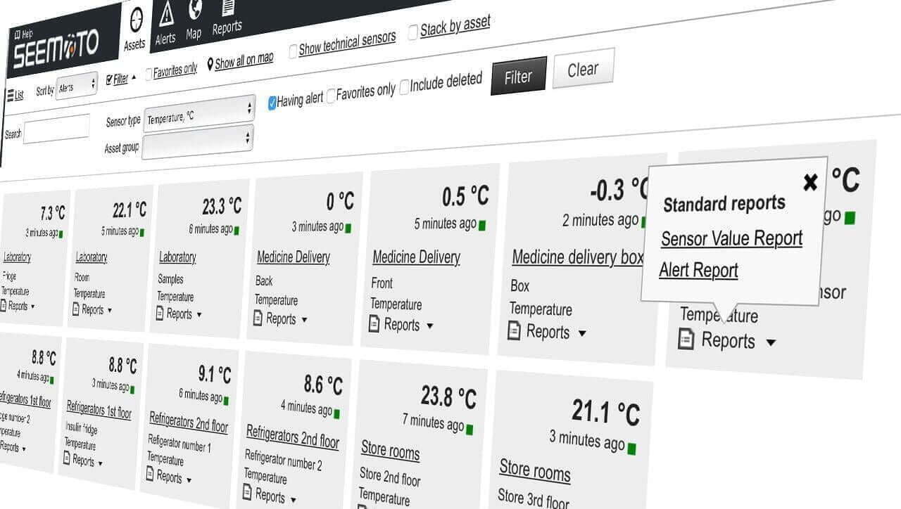 Monitorización inalámbrica de la temperatura Interfaz de usuario